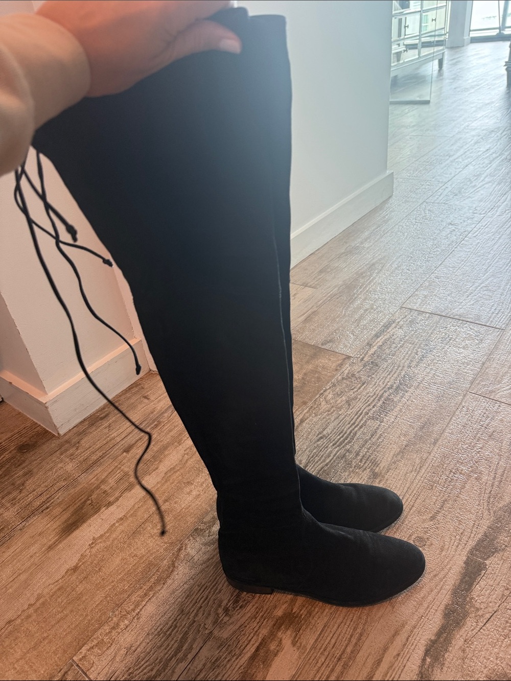 Stuart Weitzman Black Suede Over-The-Knee Boot